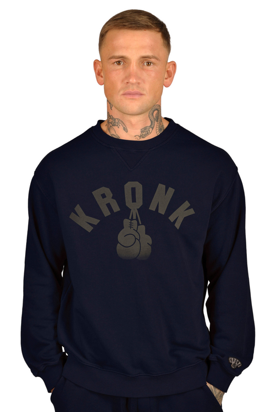 KRONK Faded Gloves Vintage Wash Sweatshirt Loose Fit Navy