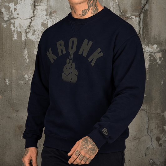 KRONK Faded Gloves Vintage Wash Sweatshirt Loose Fit Navy