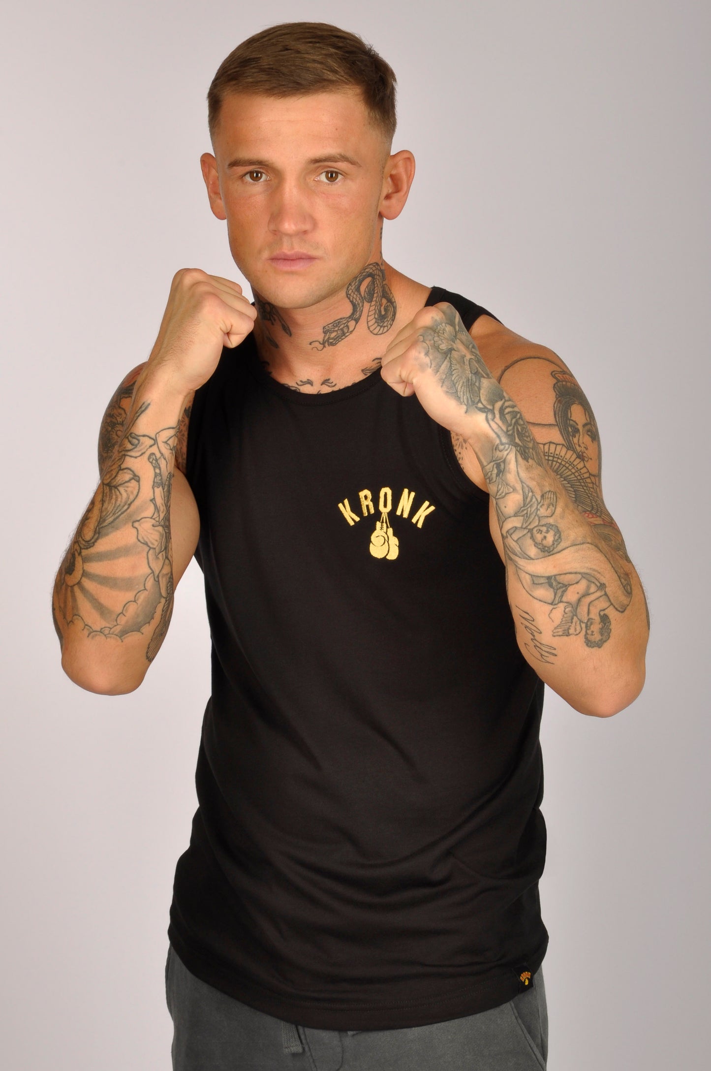 KRONK One Colour Gloves Cotton Vest Black & Gold