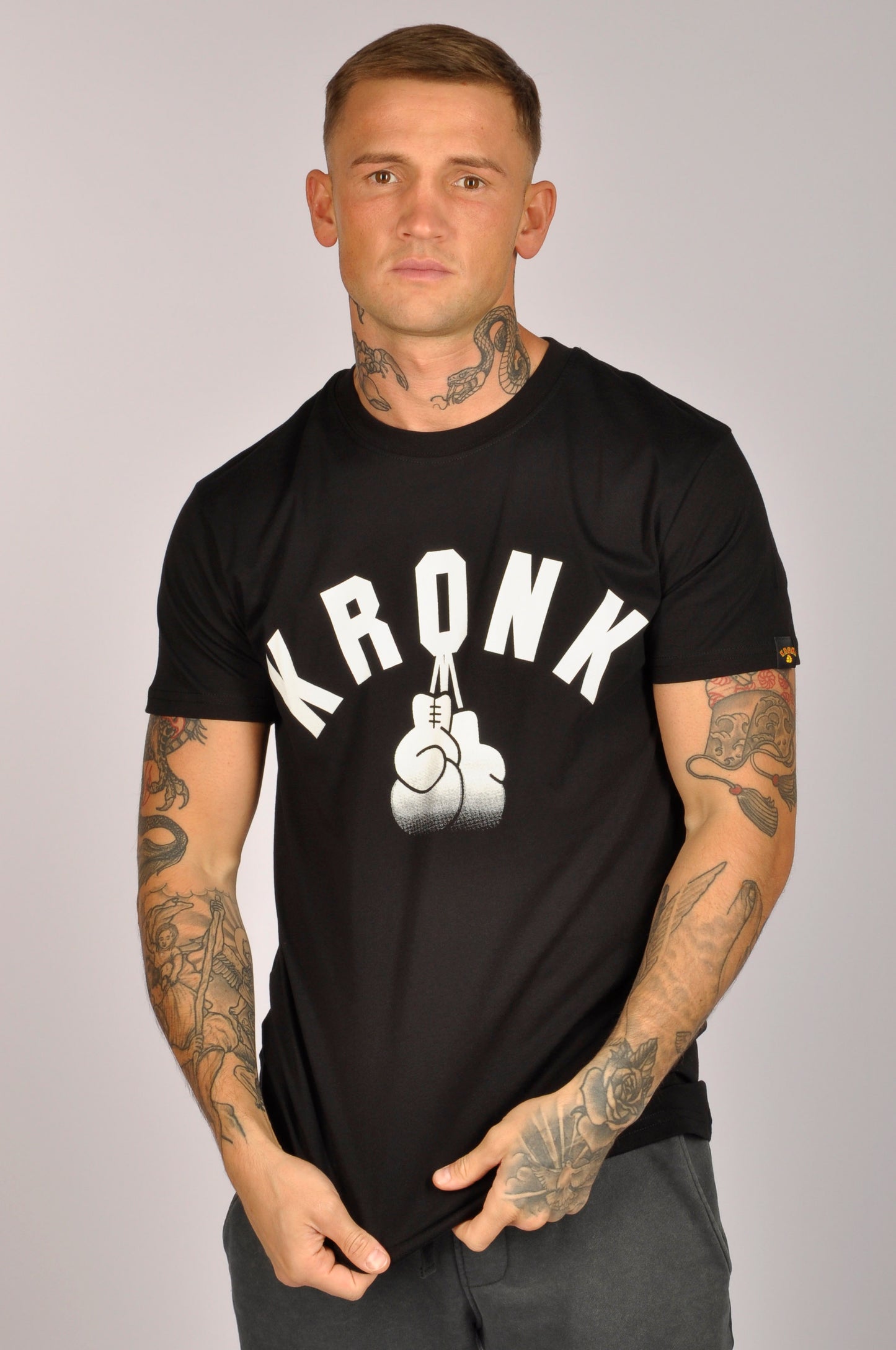 KRONK Faded G Slim Fit Cotton T Shirt Black & White