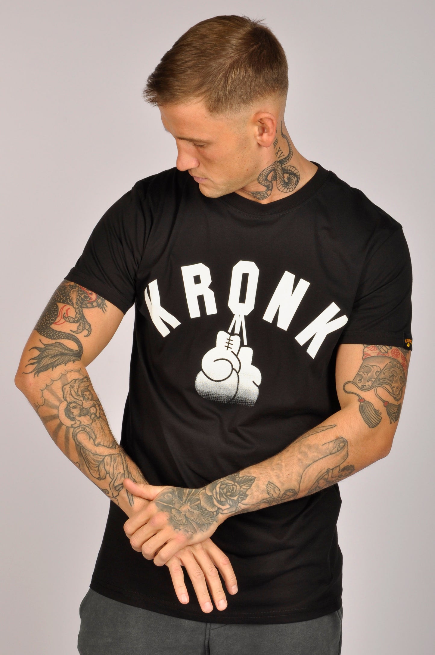 KRONK Faded G Slim Fit Cotton T Shirt Black & White