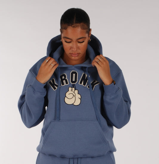 KRONKWOMEN Gloves Applique Hoodie Loose Fit Steel Blue