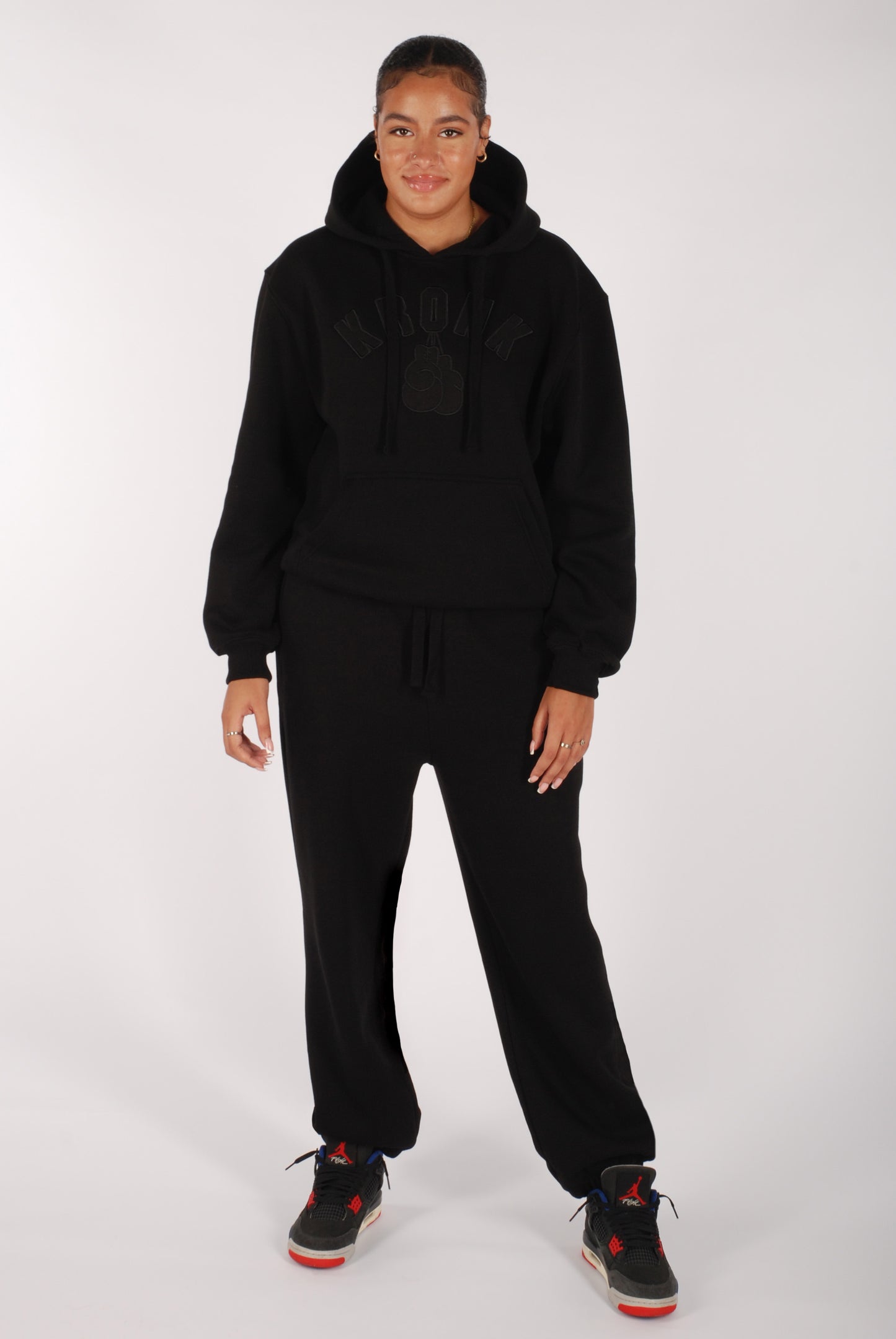 KRONKWOMEN Gloves Applique Joggers Loose Fit Black Stealth