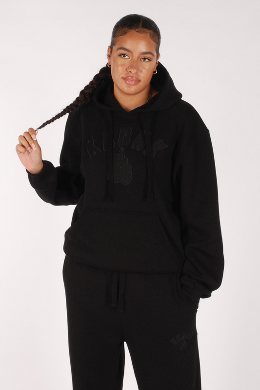 KRONKWOMEN Gloves Applique Hoodie Loose Fit Black Stealth