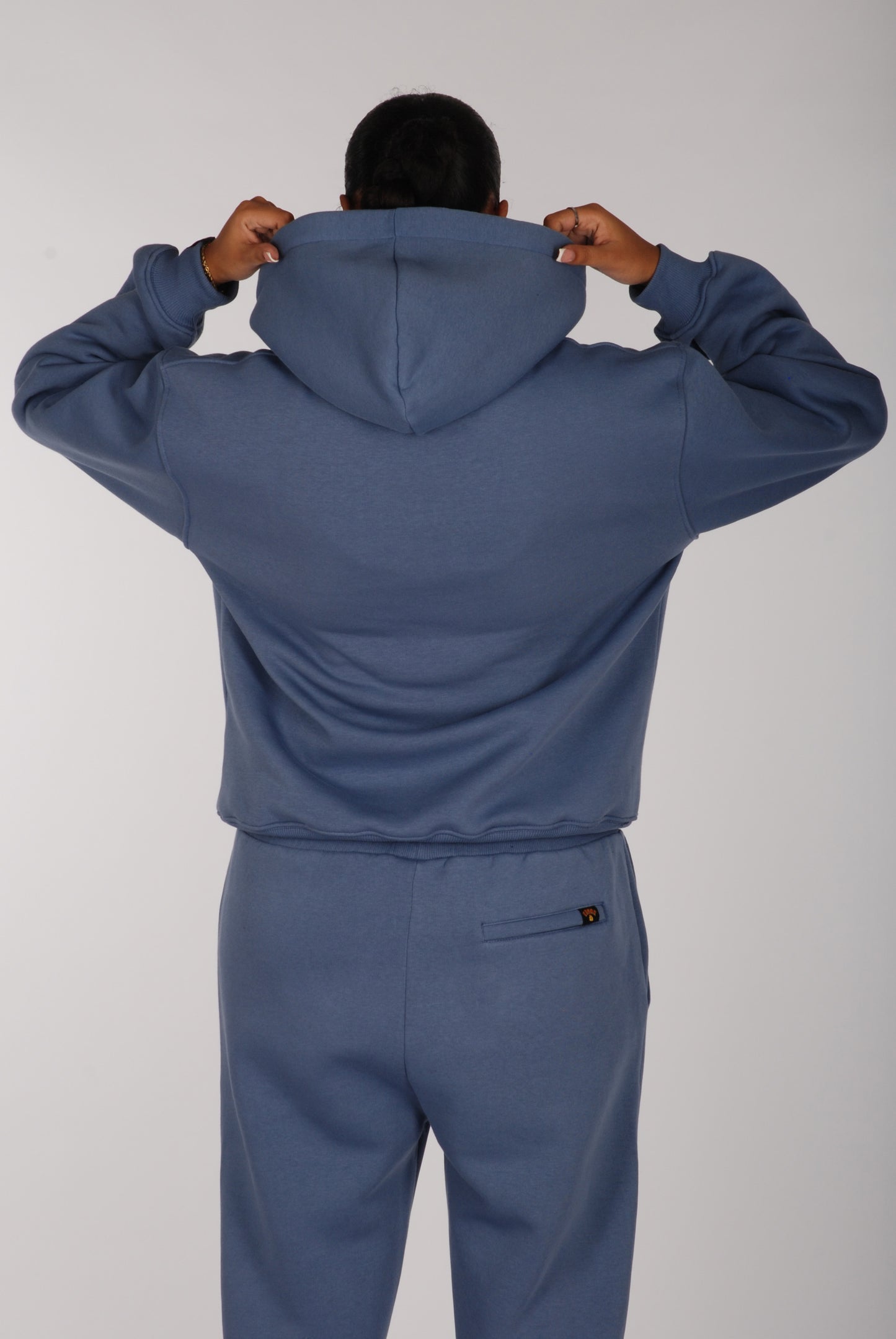 KRONKWOMEN Gloves Applique Hoodie Loose Fit Steel Blue
