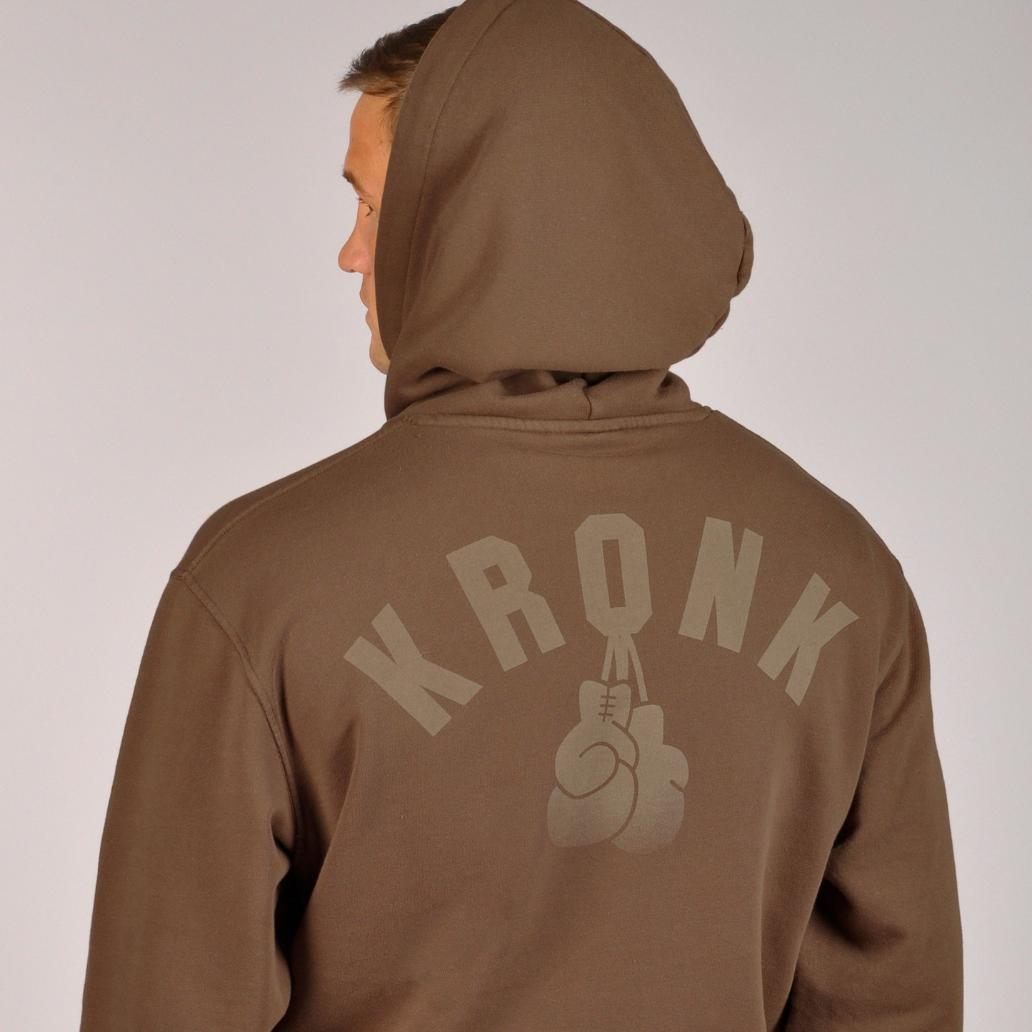 KRONK Faded Gloves Vintage Wash Hoodie Loose Fit Dark Brown