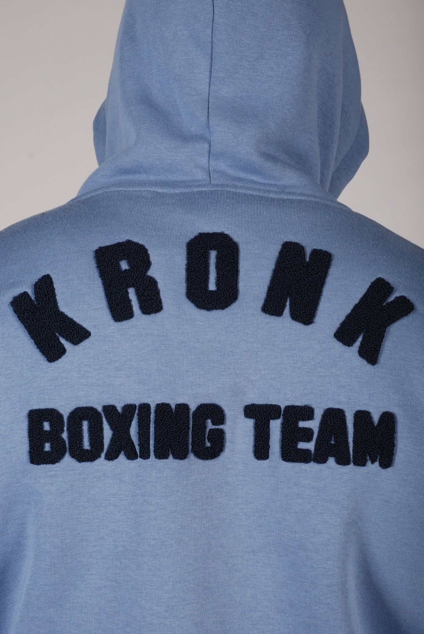 KRONK Boxing Team Towelling Applique Hoodie Loose Fit Steel Blue