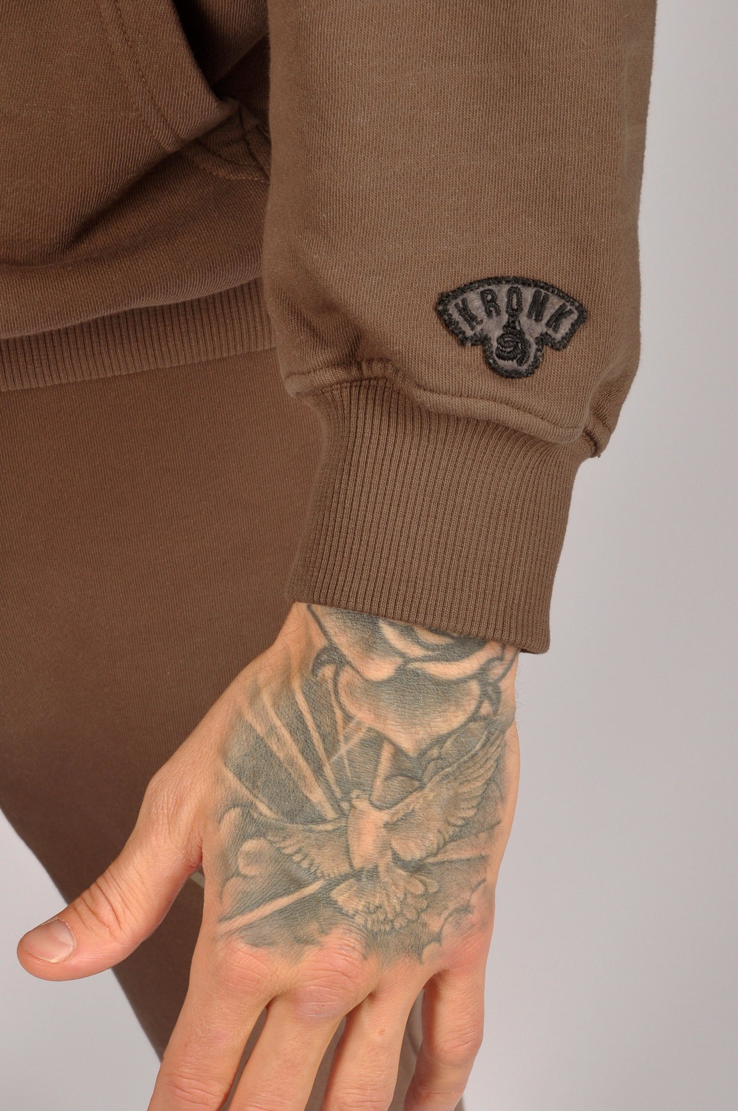 KRONK Faded Gloves Vintage Wash Hoodie Loose Fit Dark Brown