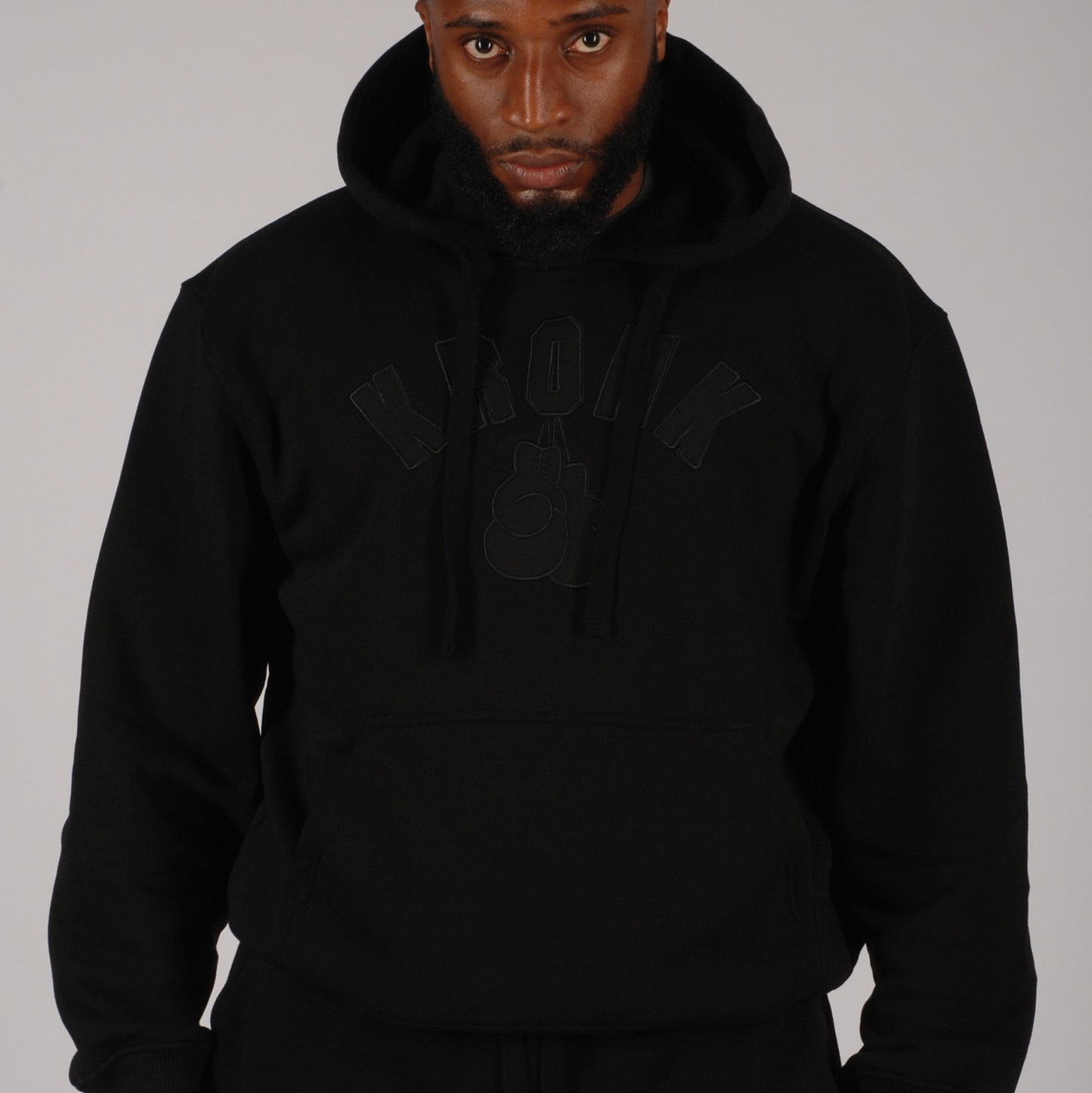 KRONK Gloves Applique Hoodie Loose Fit Black Stealth