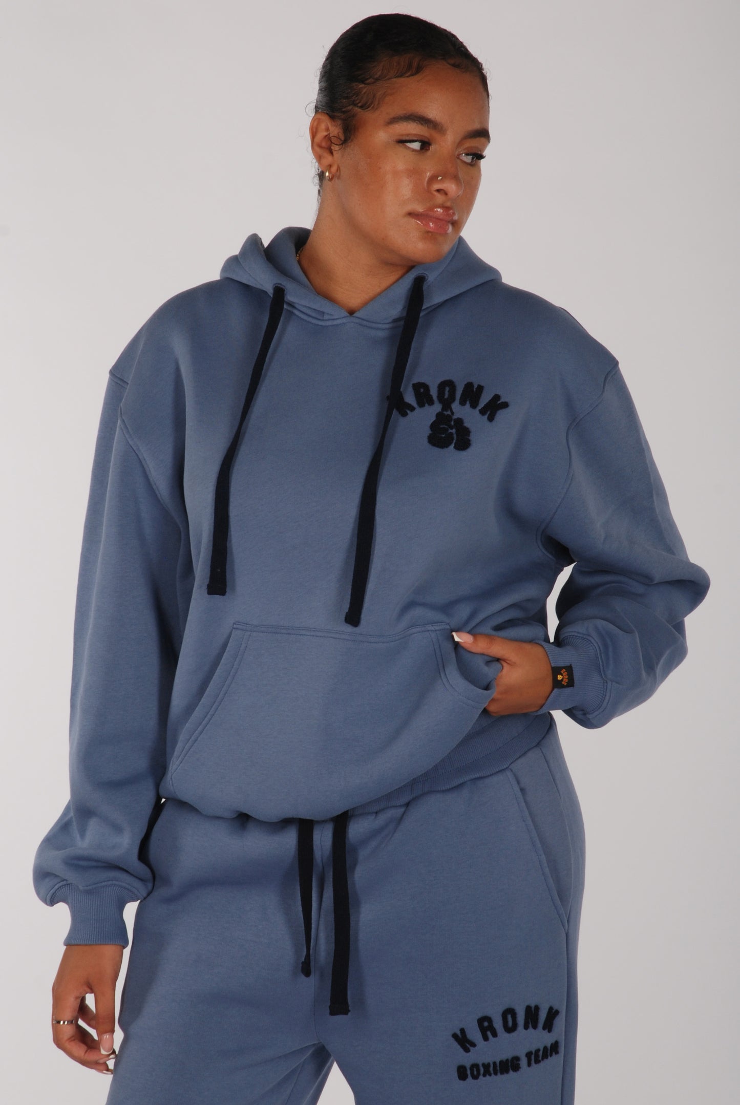 KRONKWOMEN Boxing Team Hoodie Loose Fit Steel Blue