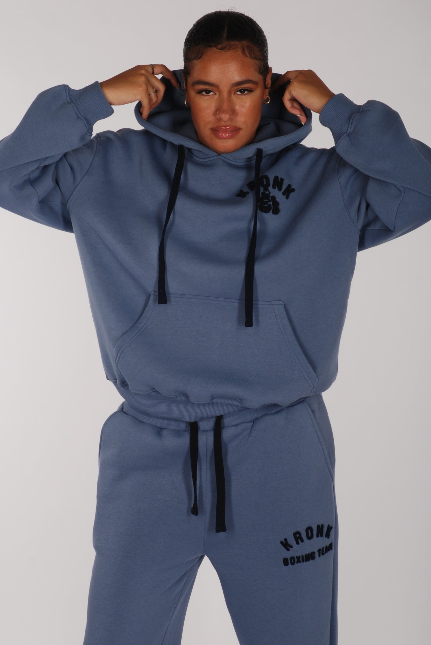 KRONKWOMEN Boxing Team Hoodie Loose Fit Steel Blue