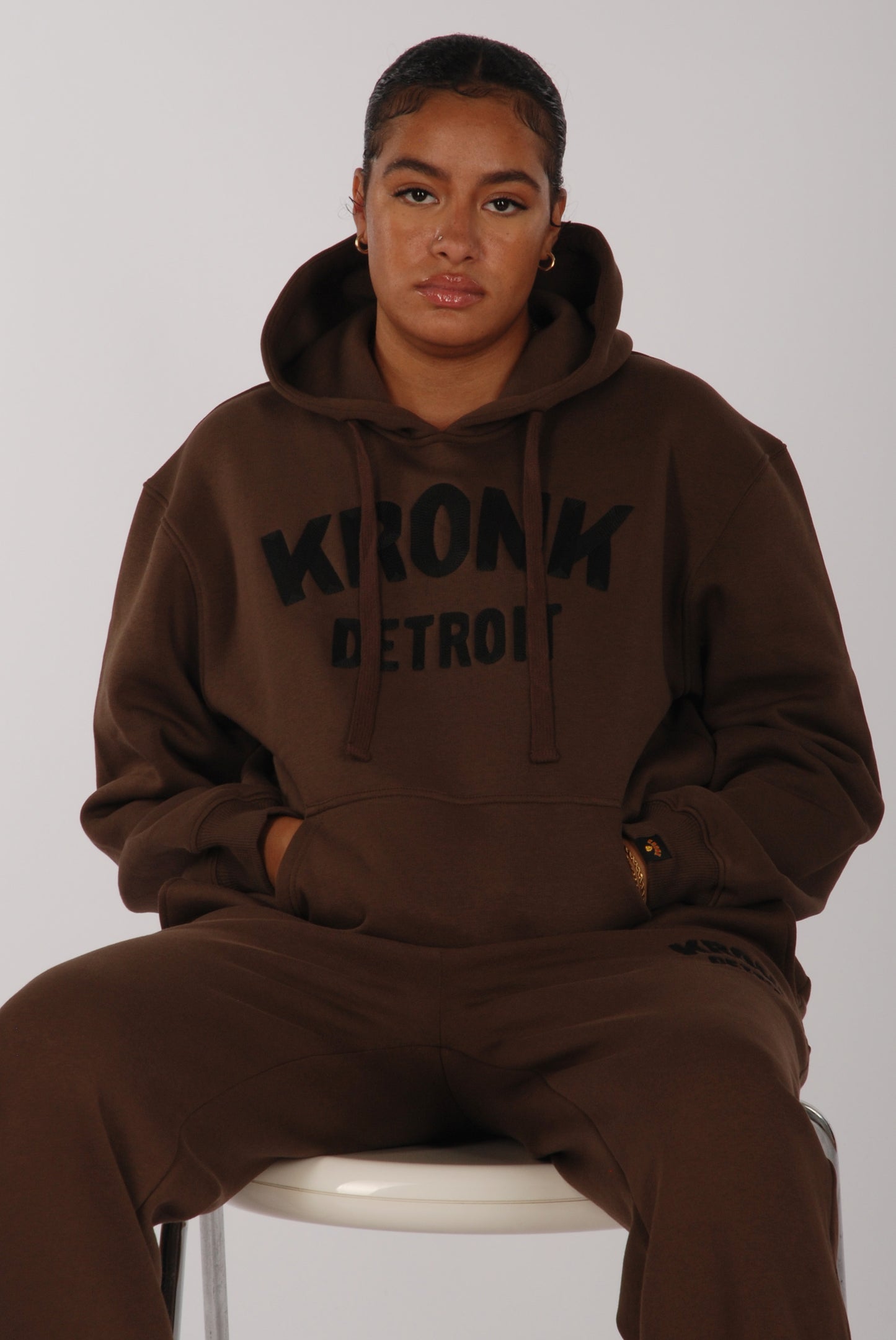 KRONKWOMEN Detroit Hoodie Loose Fit Dark Brown