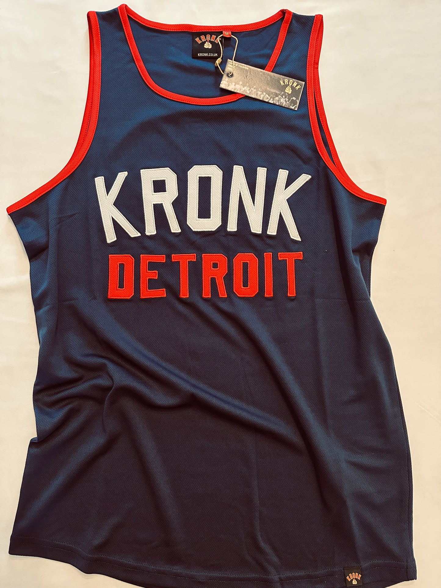 KRONK Iconic Detroit Applique Training Gym Vest Navy