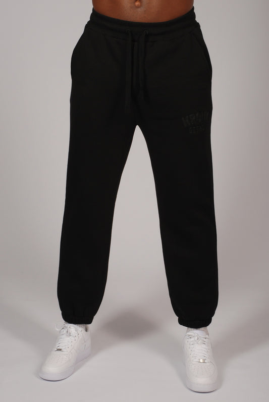 KRONK Detroit Chain Stitch Loose Fit Joggers Black Stealth