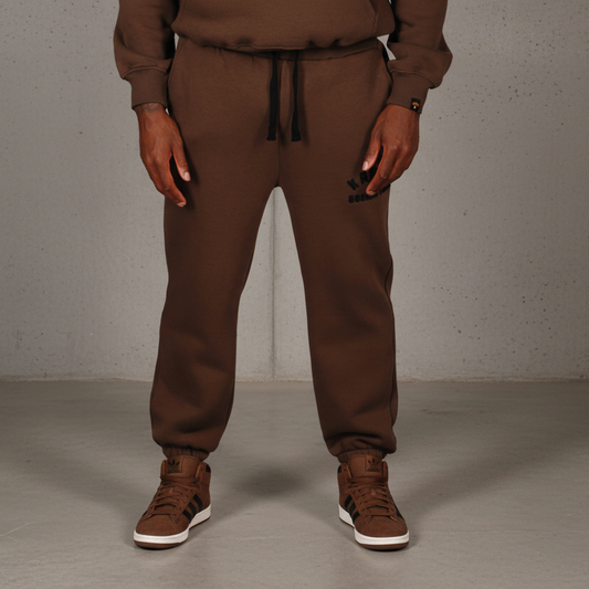 KRONK Boxing Team Towelling Applique Joggers Loose Fit Dark Brown