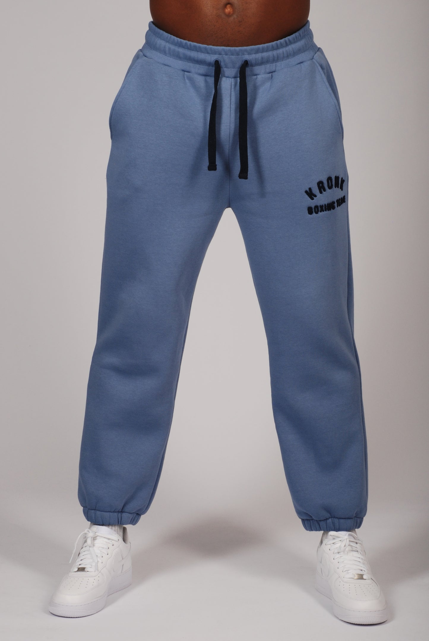 KRONK Boxing Team Towelling Applique Joggers Loose Fit Steel Blue