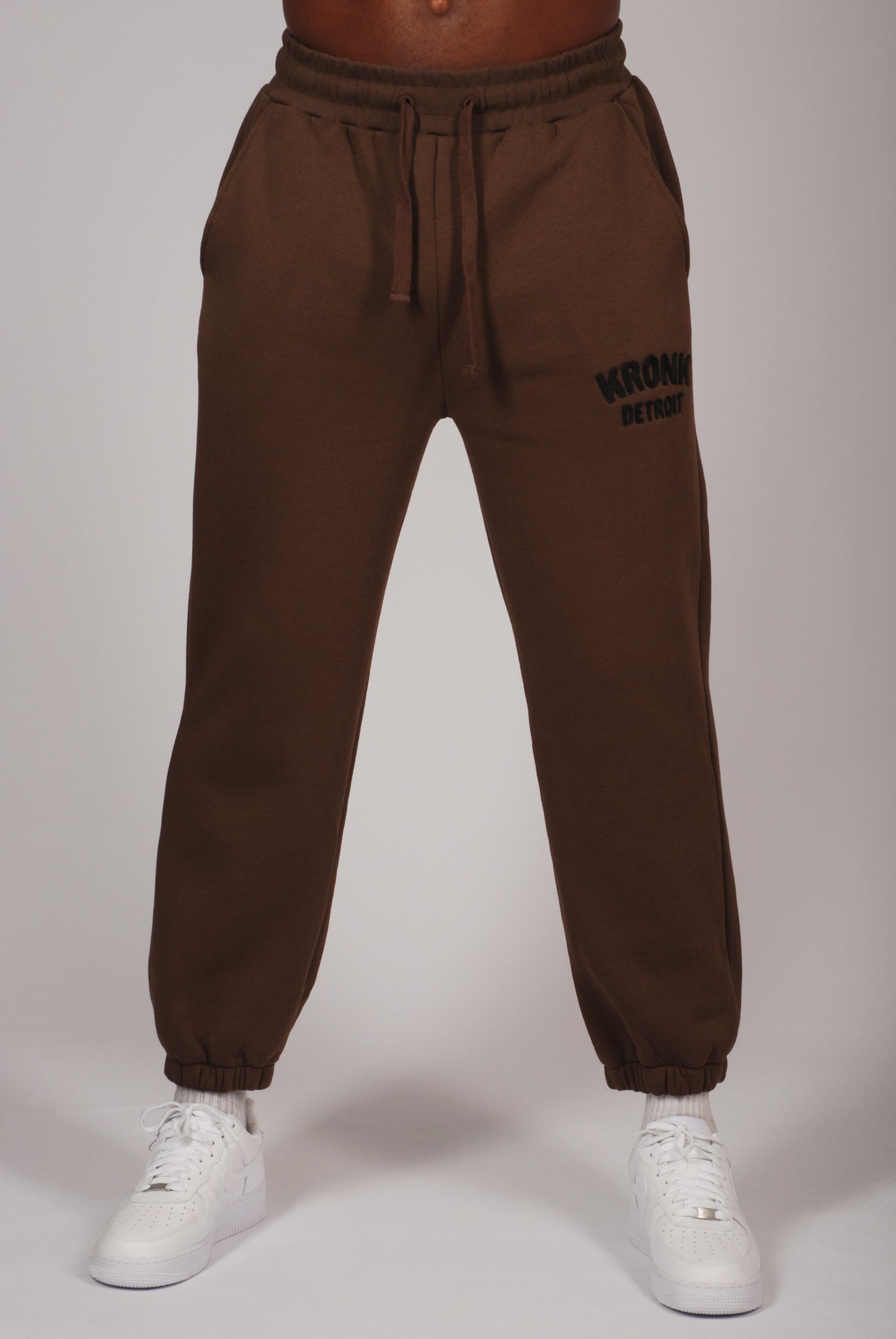 KRONK Detroit Chain Stitch Loose Fit Joggers Dark Brown