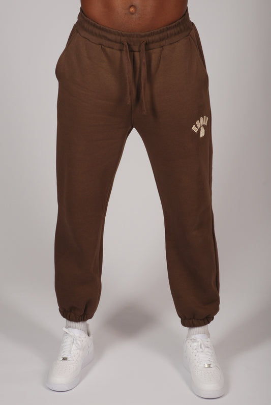 KRONK Gloves Applique Joggers Loose Fit Dark Brown