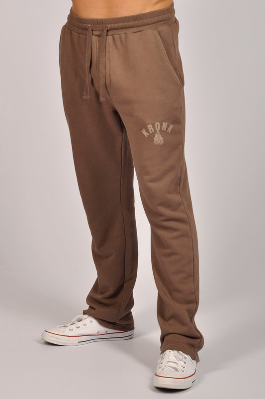 KRONK Faded Gloves Vintage wash Straight Leg Joggers Loose Fit Dark Brown