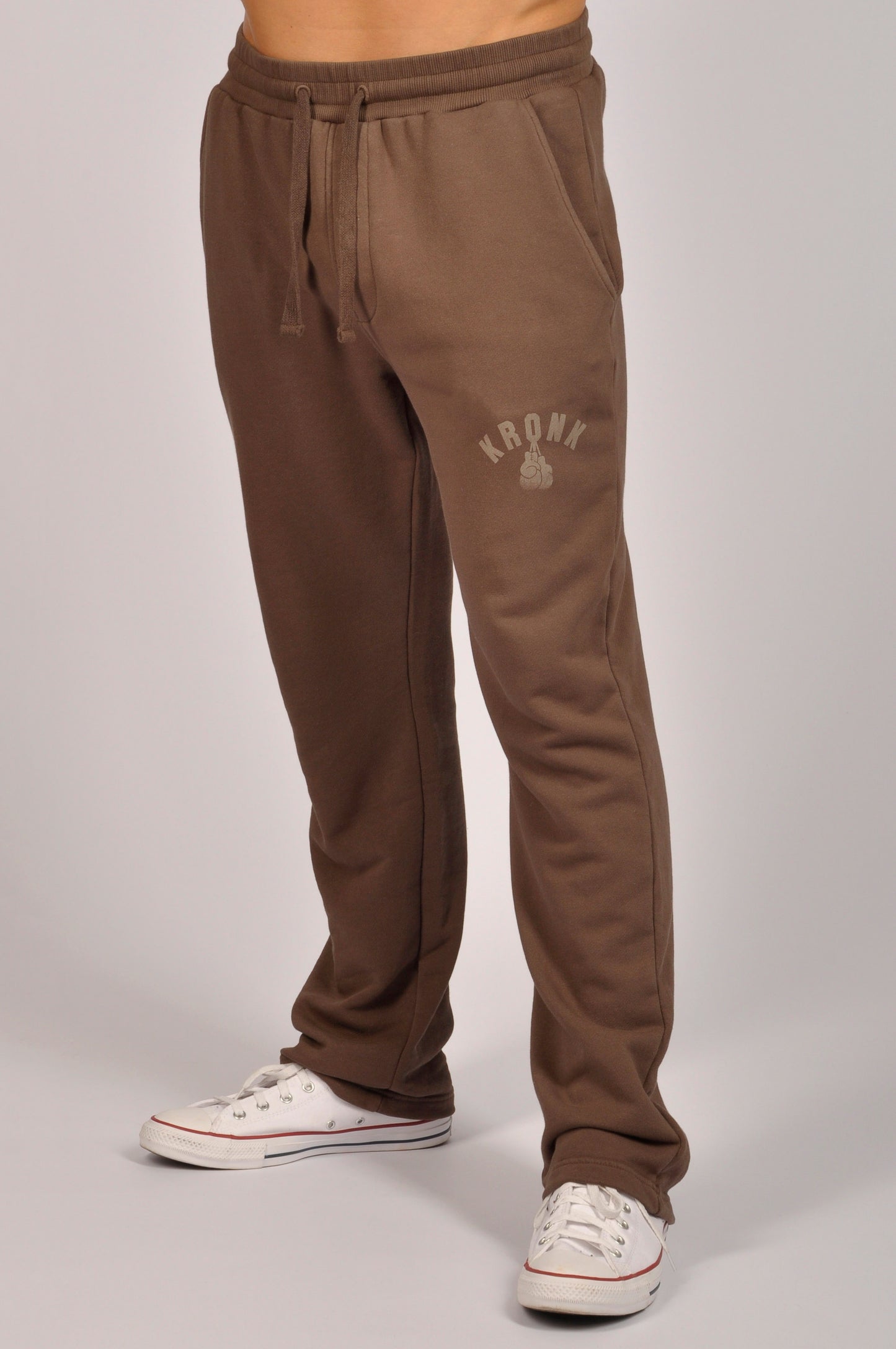 KRONK Faded Gloves Vintage wash Straight Leg Joggers Loose Fit Dark Brown