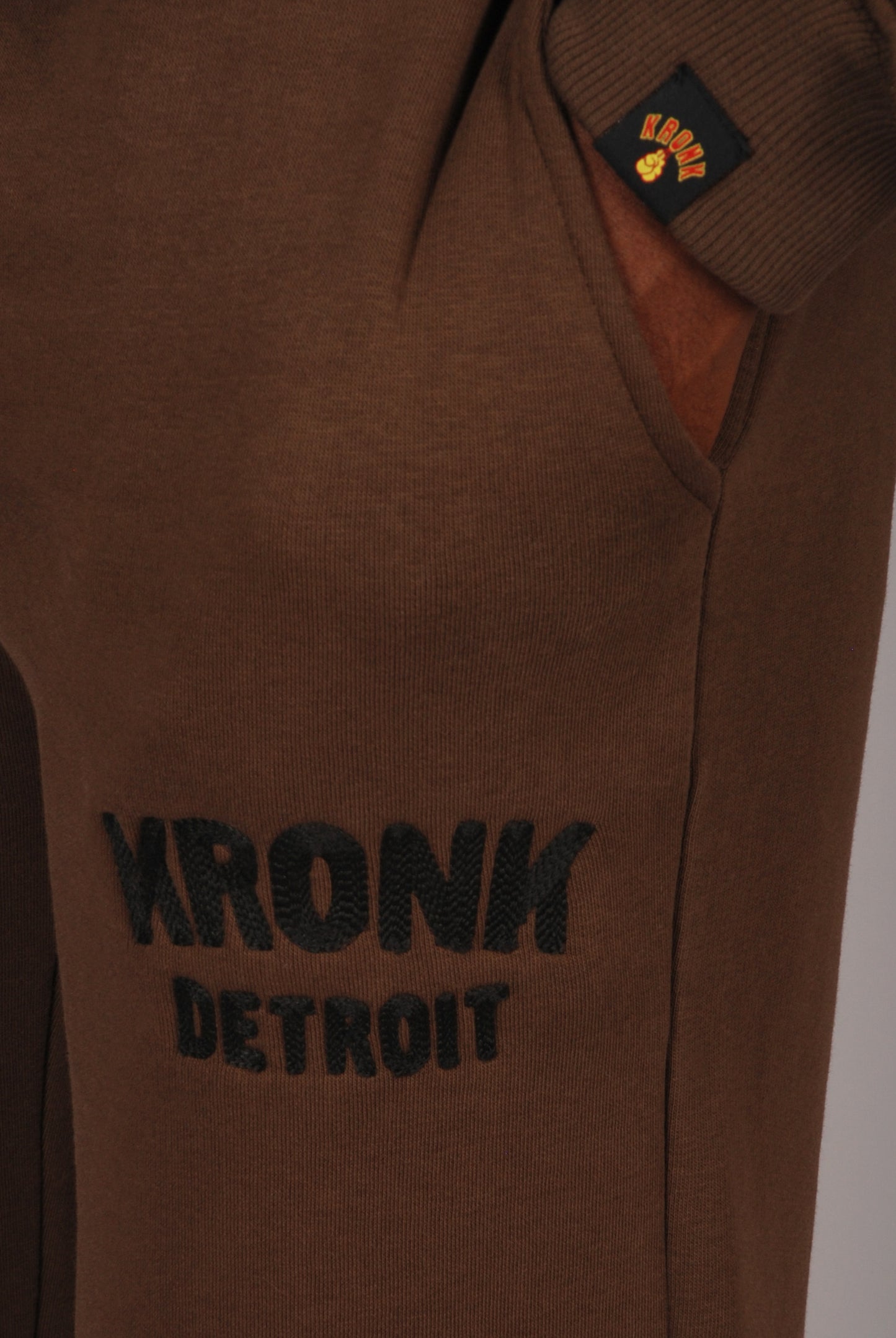 KRONK Detroit Chain Stitch Loose Fit Joggers Dark Brown