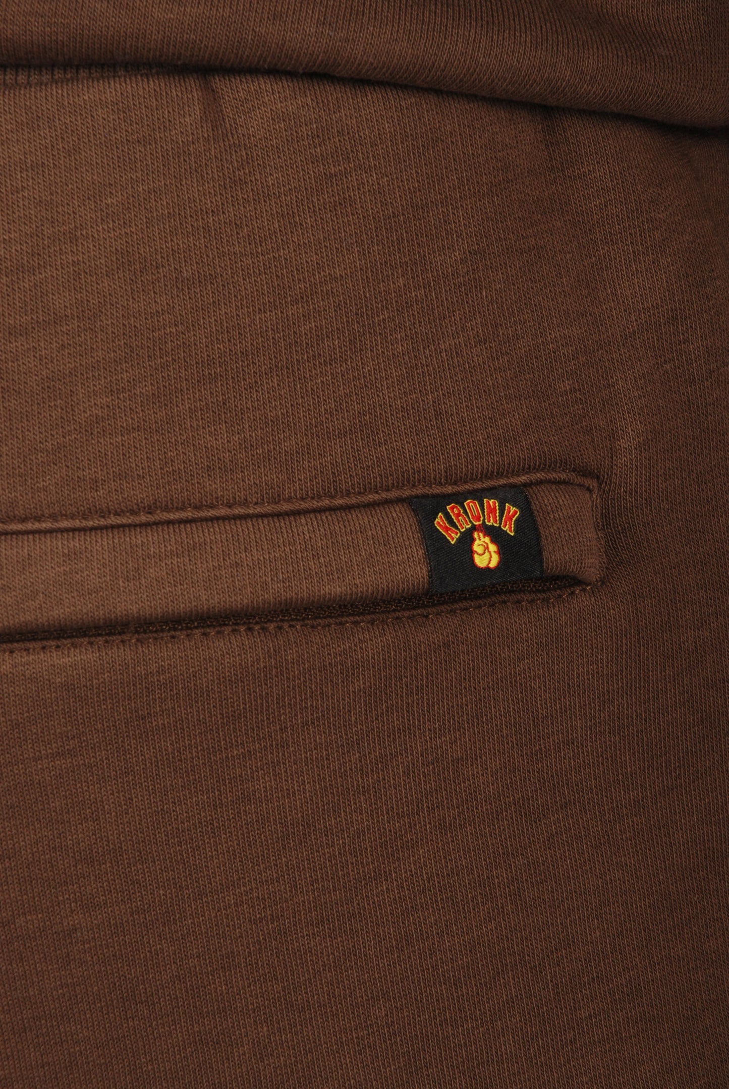 KRONK Boxing Team Towelling Applique Joggers Loose Fit Dark Brown