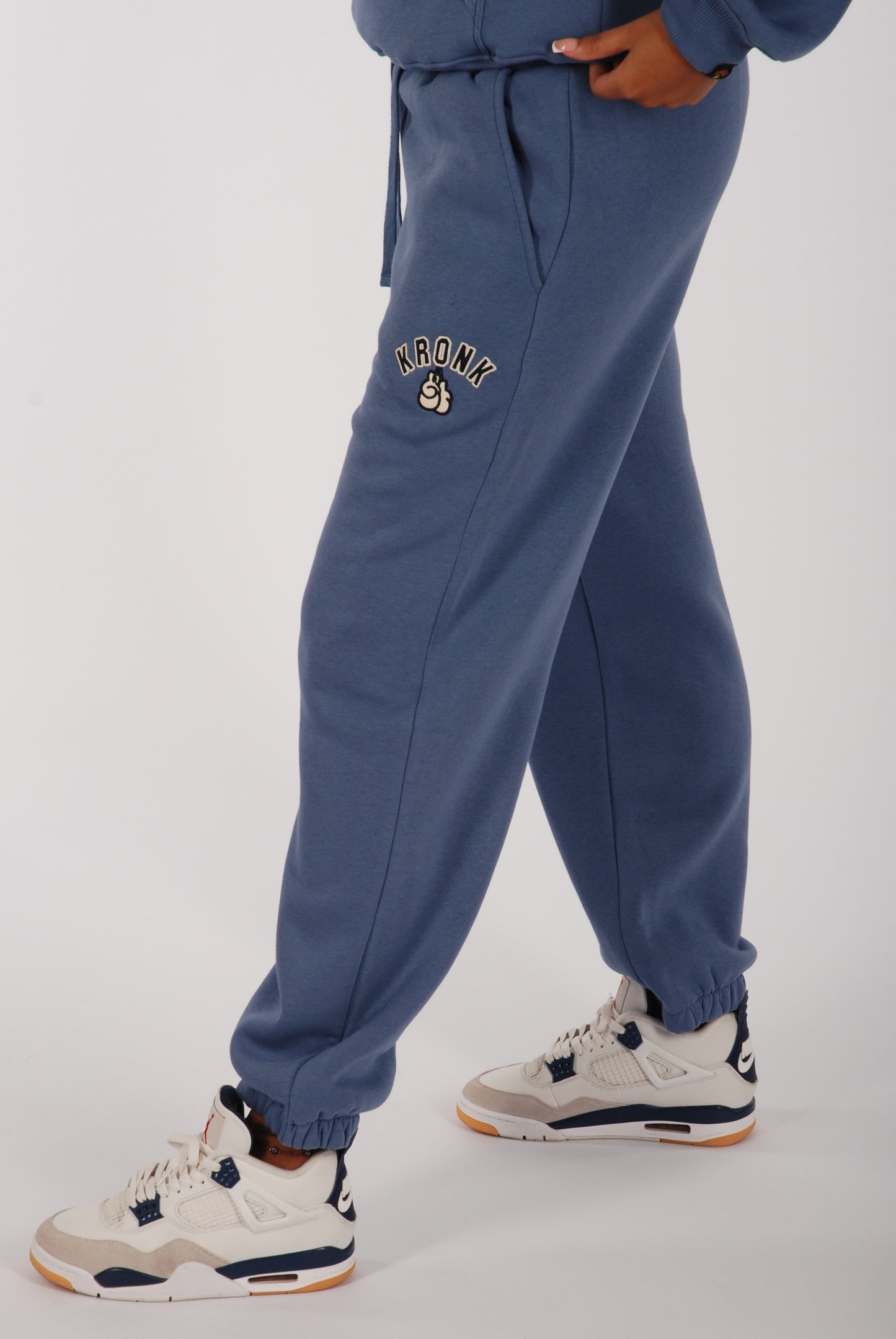 KRONKWOMEN Gloves Applique Joggers Loose Fit Steel Blue