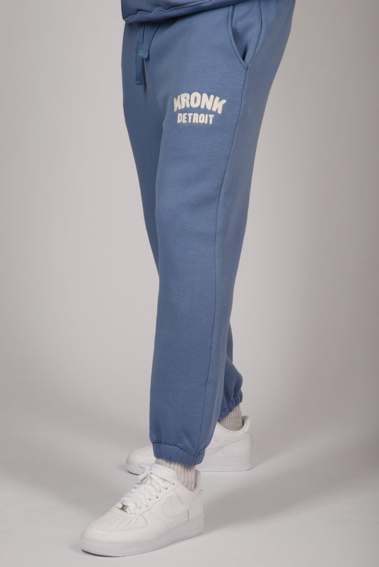 KRONK Detroit Chain Stitch Loose Fit Joggers Steel Blue