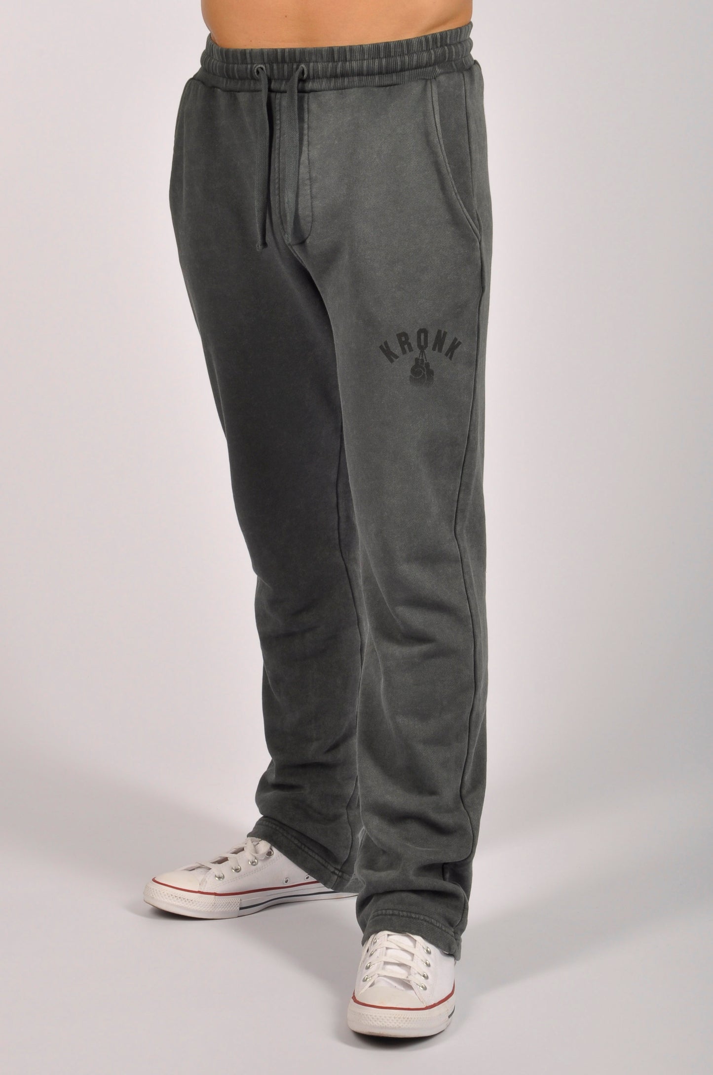 KRONK Faded Gloves Vintage wash Straight Leg Joggers Loose Fit Charcoal