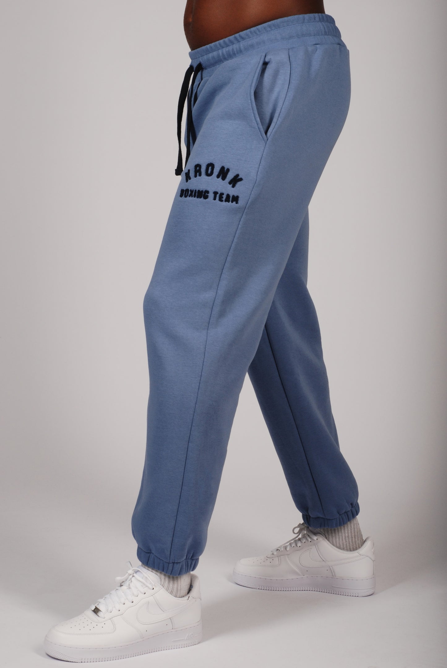 KRONK Boxing Team Towelling Applique Joggers Loose Fit Steel Blue