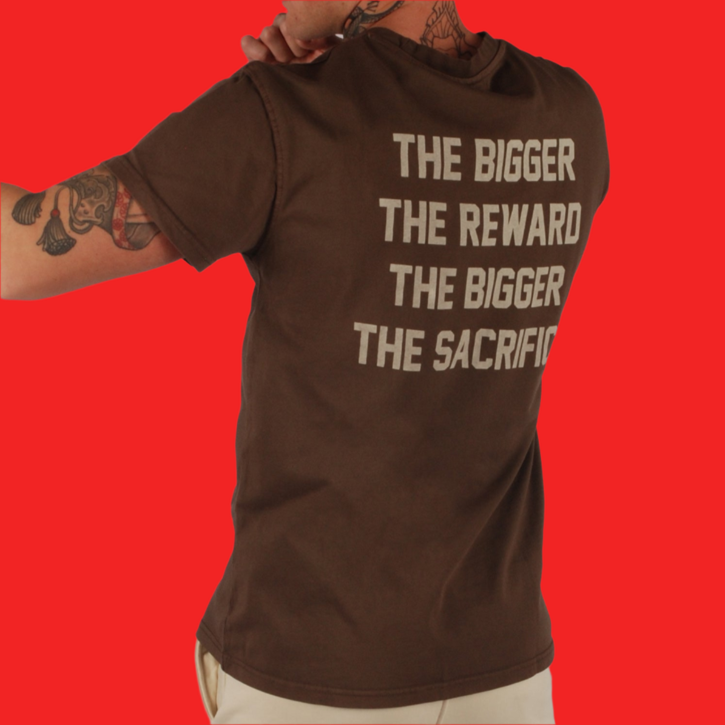 KRONK Sacrifice Loose Fit Vintage Wash T Shirt Cobblestone Brown