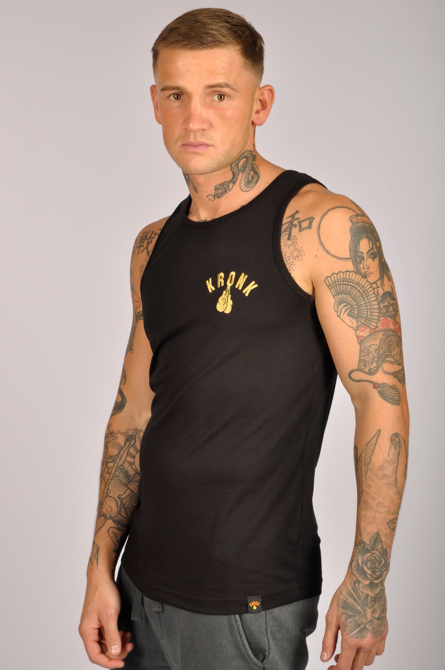 KRONK One Colour Gloves Cotton Vest Black & Gold