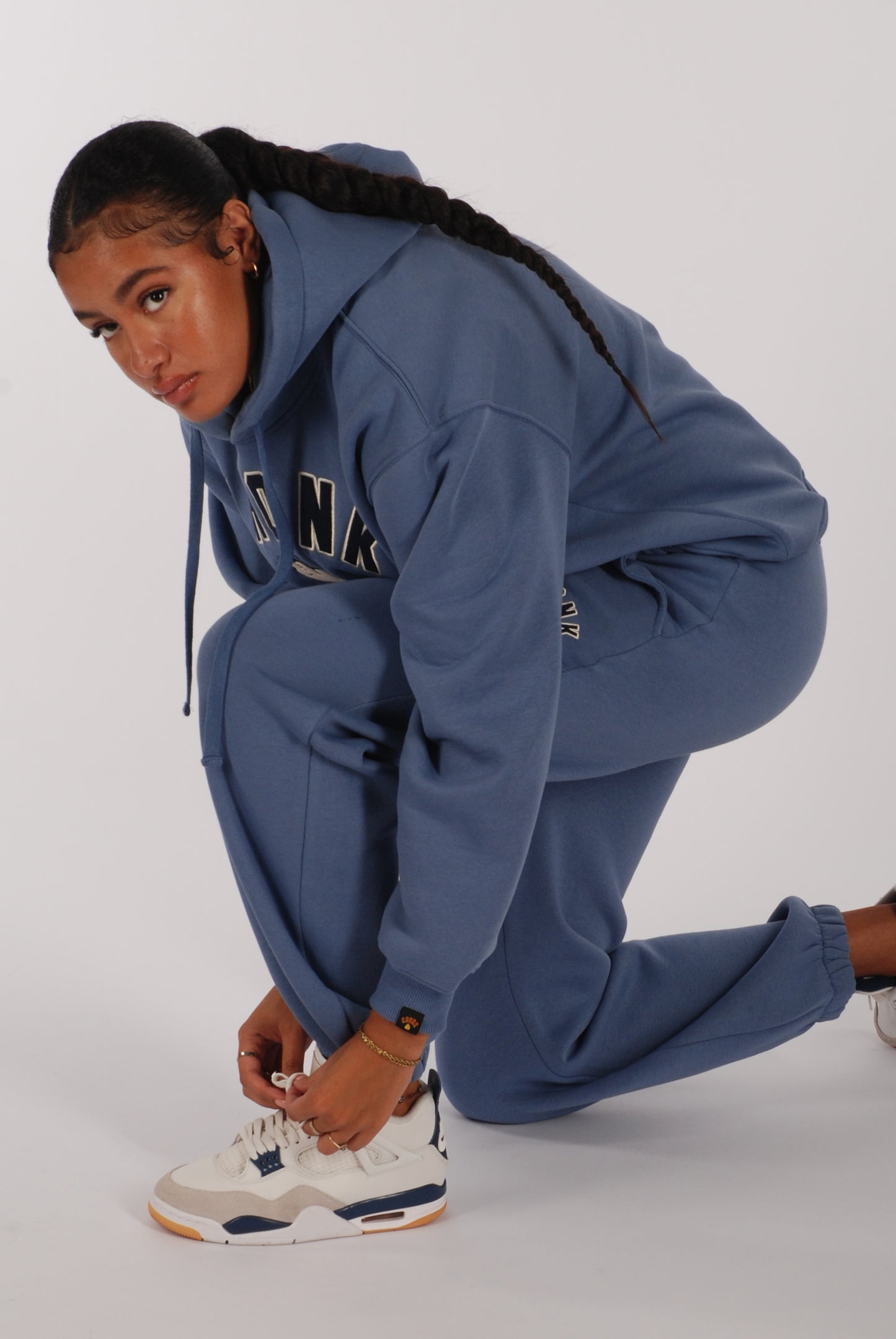 KRONKWOMEN Gloves Applique Joggers Loose Fit Steel Blue