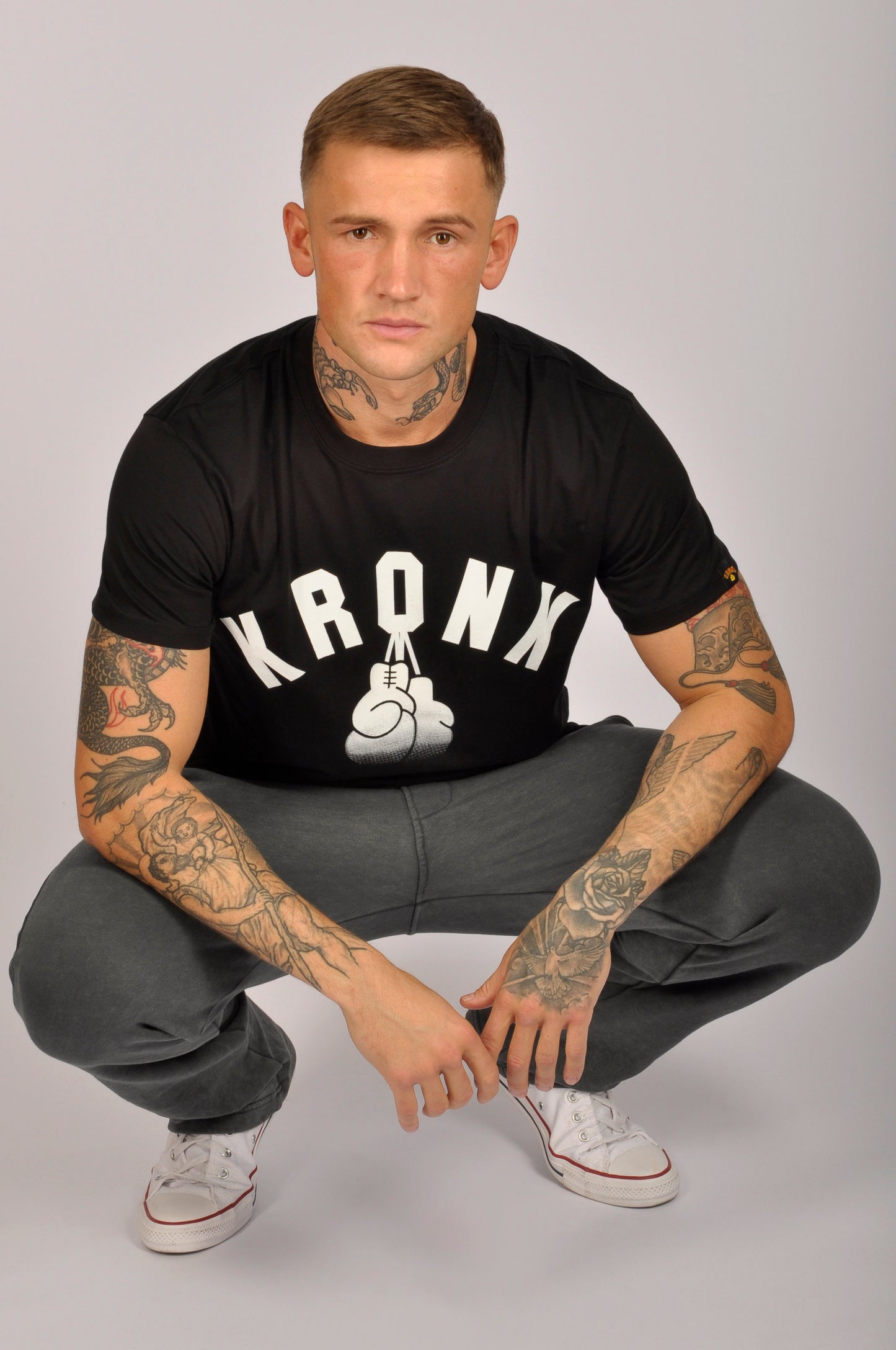 KRONK Faded G Slim Fit Cotton T Shirt Black & White