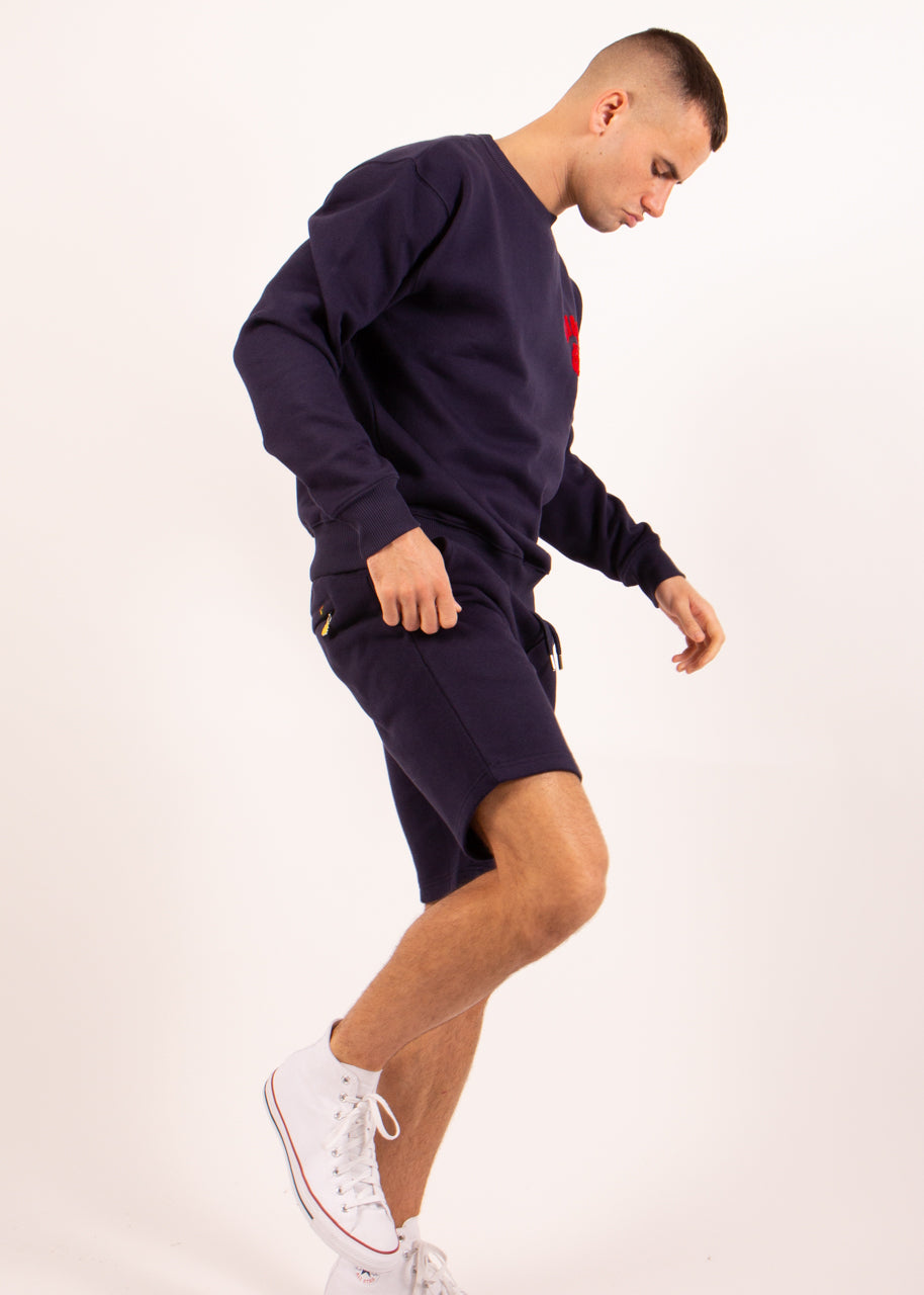 KRONK One Colour Gloves Jog Shorts Towelling Applique Logo Navy