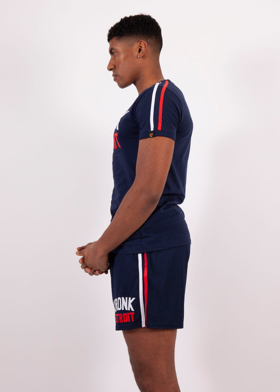 KRONK Iconic Detroit Applique Lined Shorts Navy