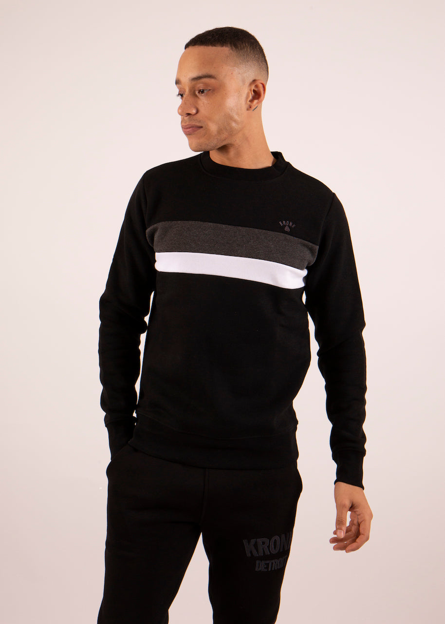 KRONK Premium Fleece Dual stripe Sweatshirt Regular fit Black