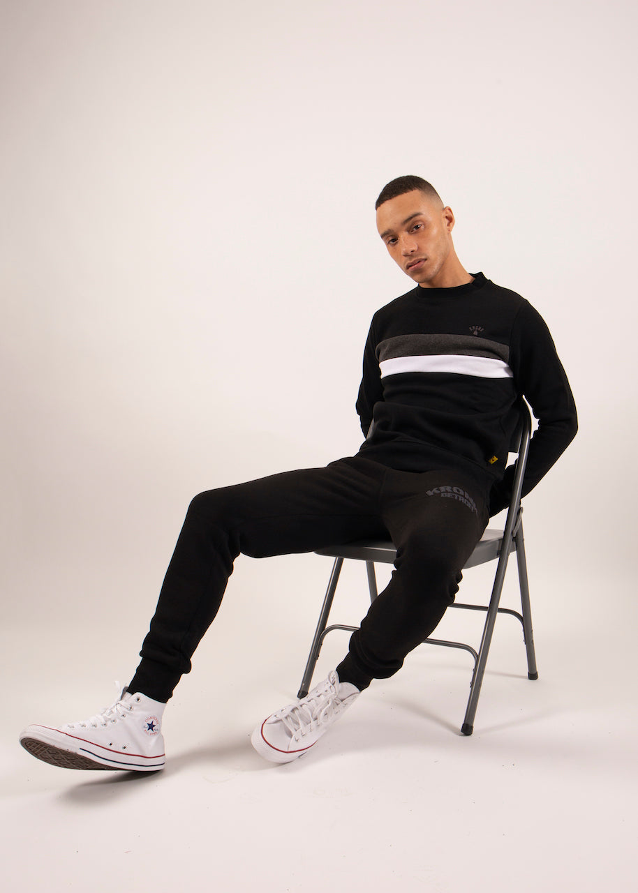 KRONK Premium Fleece Dual stripe Sweatshirt Regular fit Black