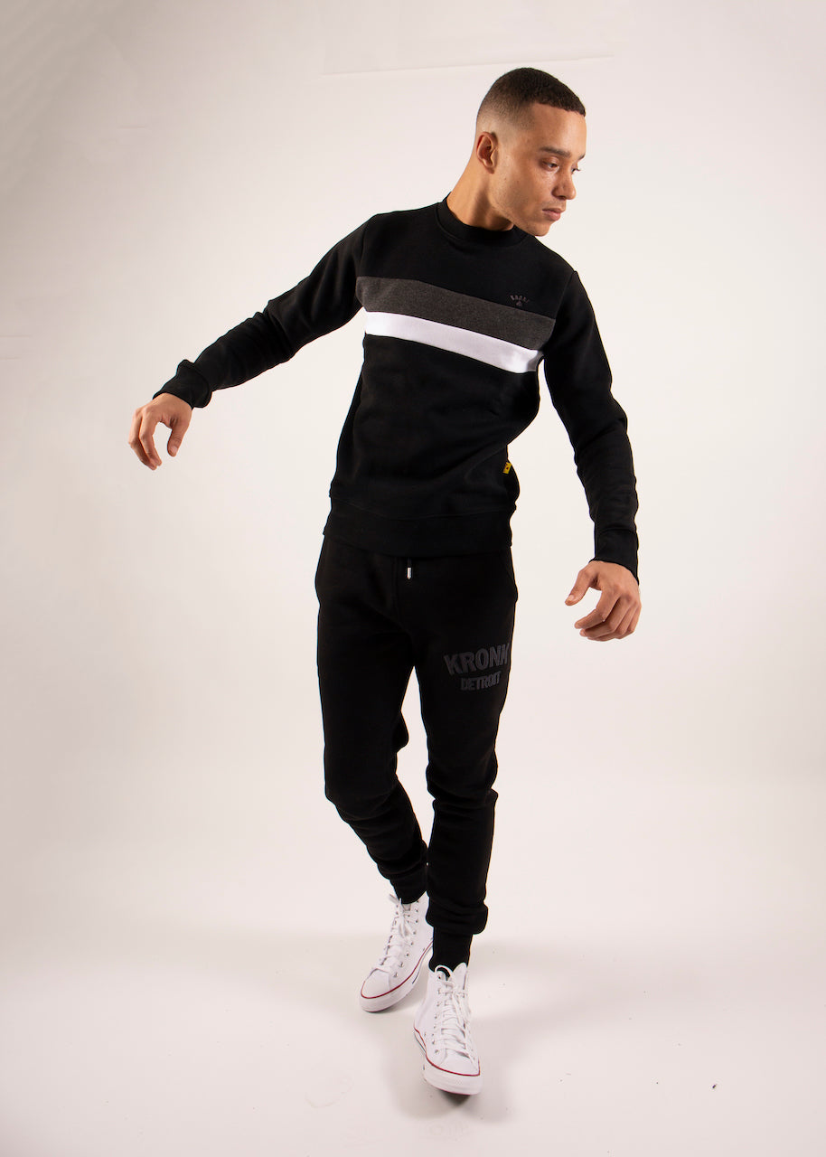 KRONK Premium Fleece Dual stripe Sweatshirt Regular fit Black