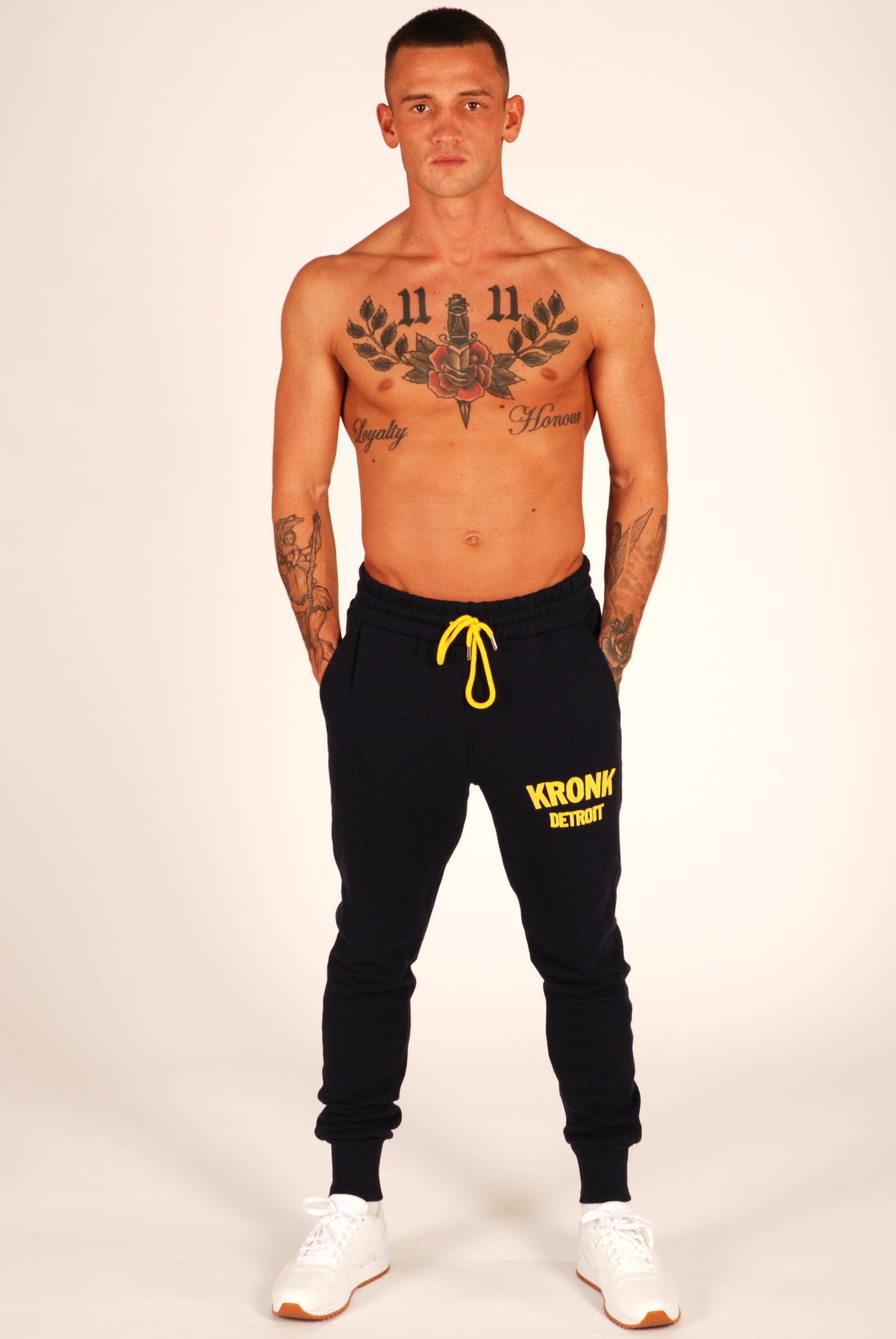 Kronk Detroit Joggers Regular Fit Navy with Yellow Applique logo