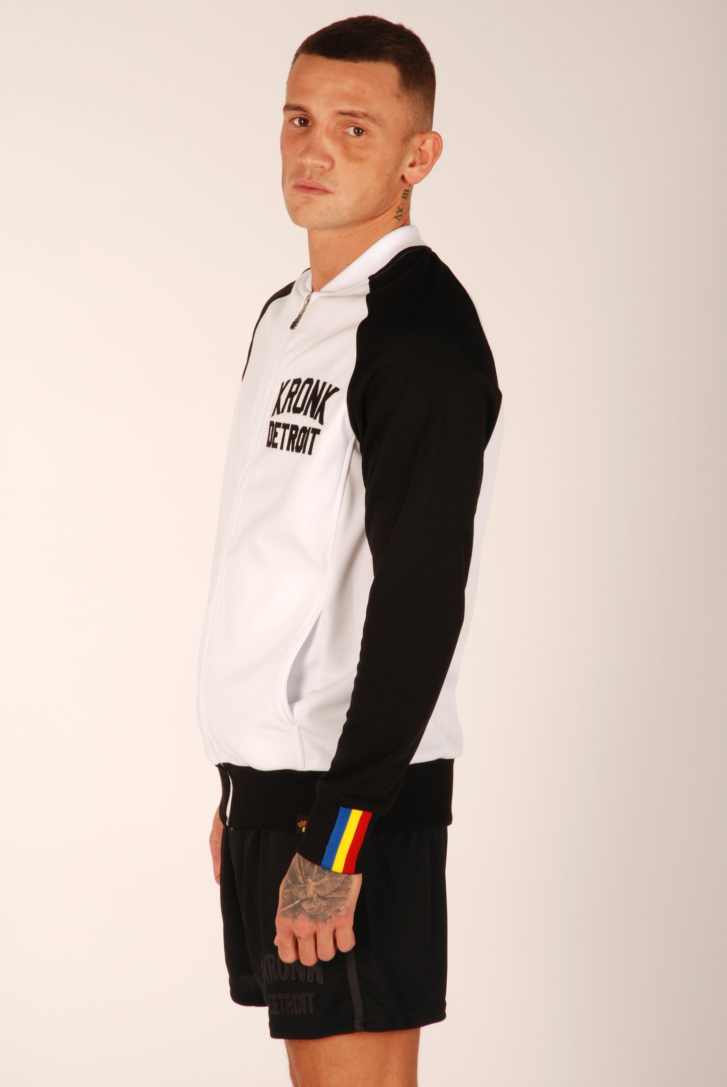 KRONK Iconic Detroit Zip Track Top Black and White
