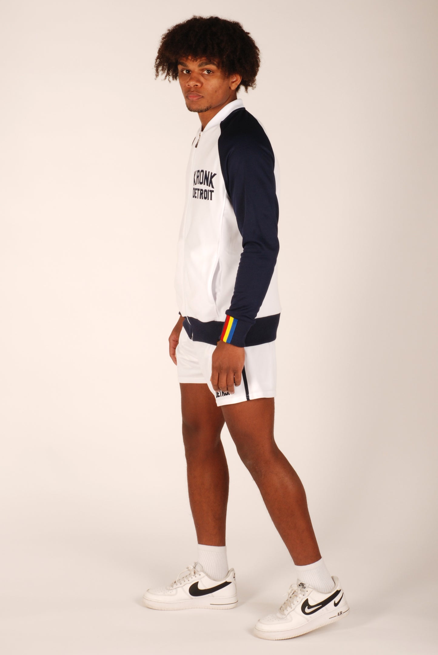 KRONK Iconic Detroit Zip Track Top Navy and White