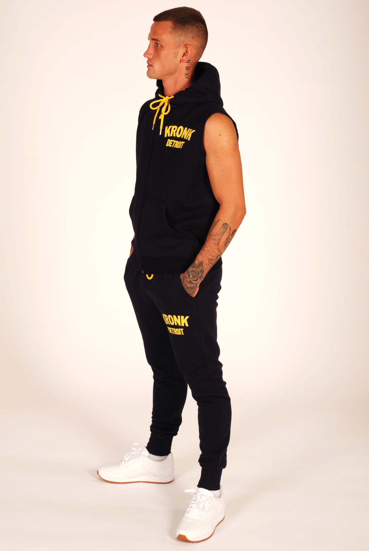 Kronk Detroit Joggers Regular Fit Navy with Yellow Applique logo