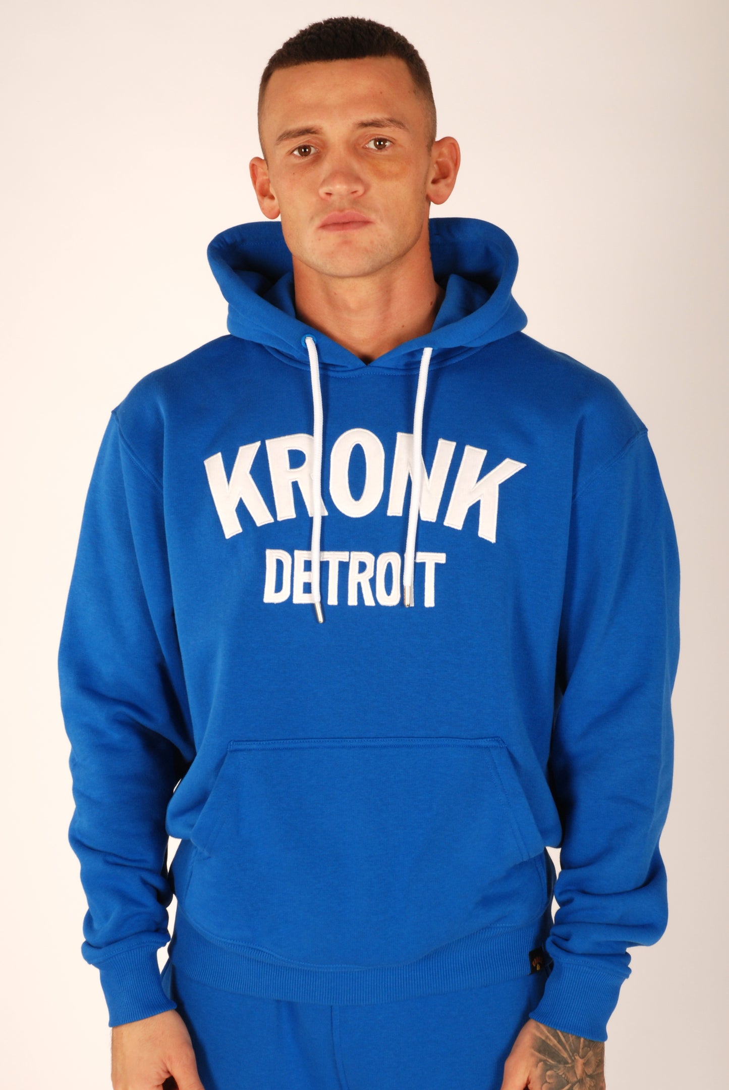 KRONK Detroit Applique Hoodie Regular Fit Royal Blue with White logo