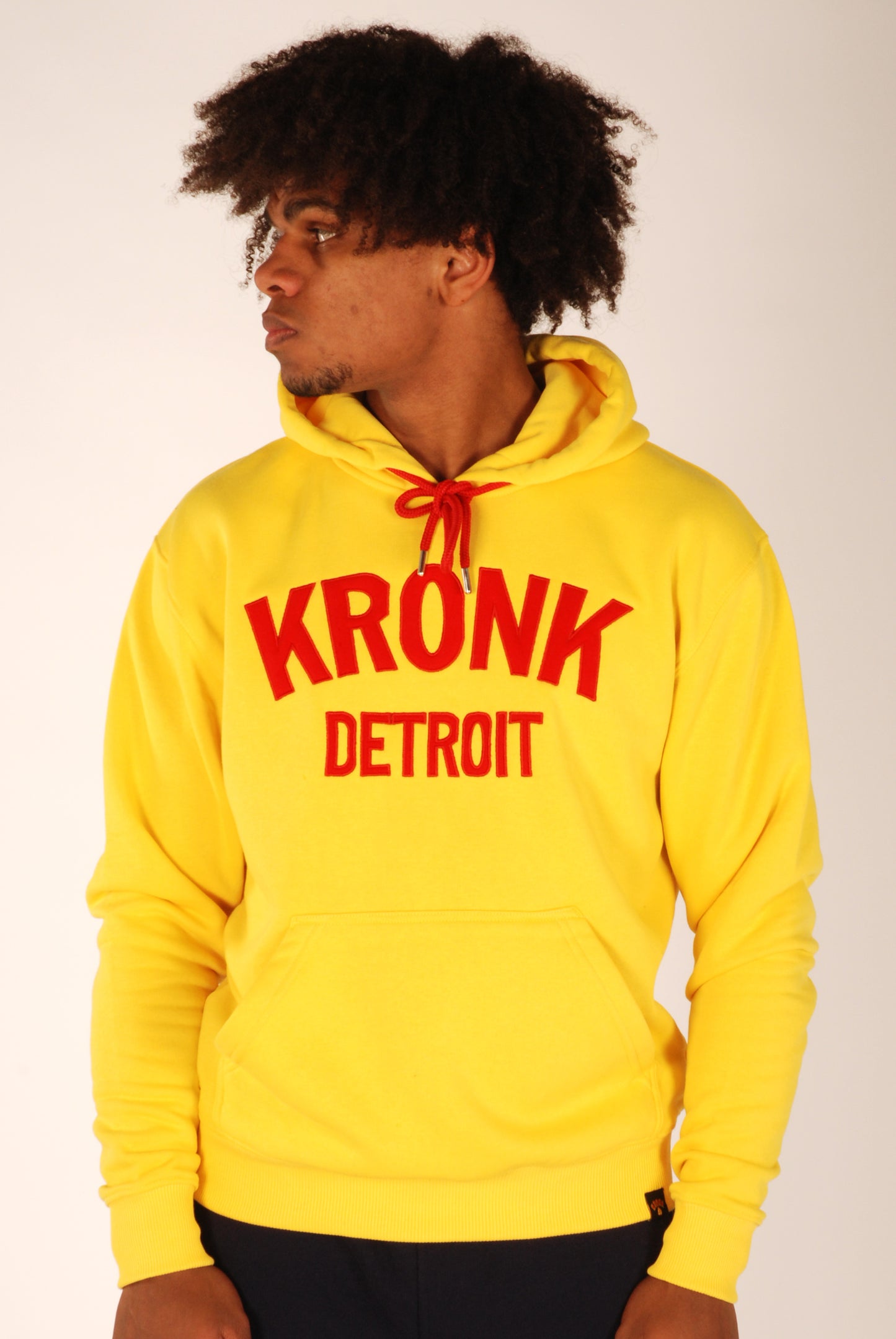 KRONK Detroit Applique Hoodie Regular Fit Yellow with Red logo