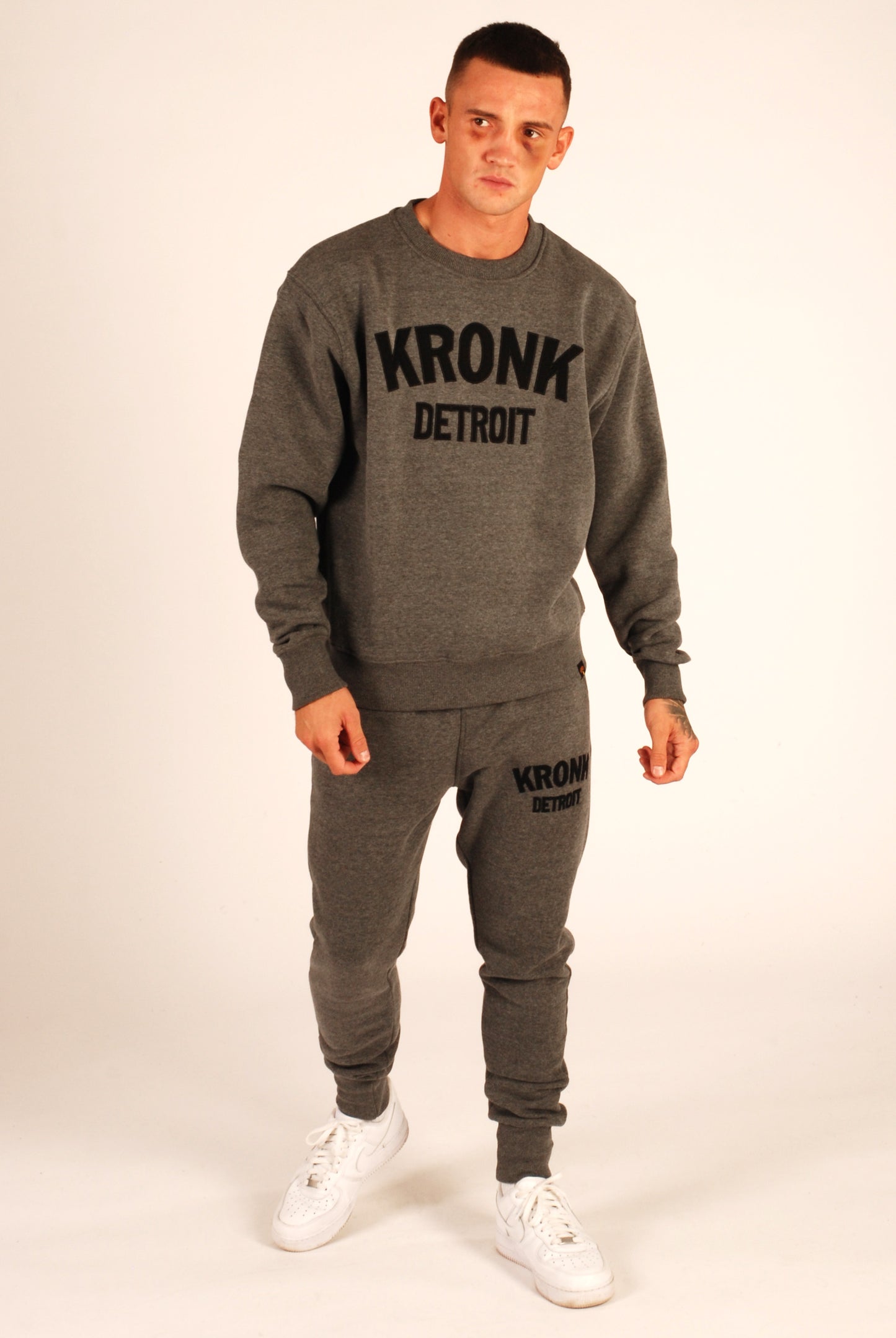 Kronk Detroit Joggers Regular Fit Charcoal with Black Applique logo