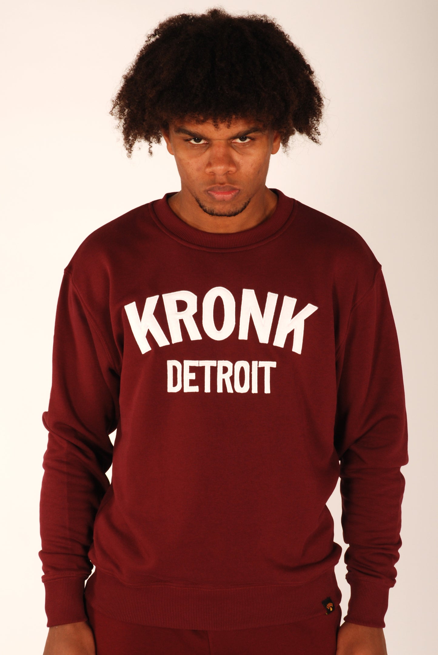 KRONK Detroit Applique Sweatshirt Loose Fit Maroon