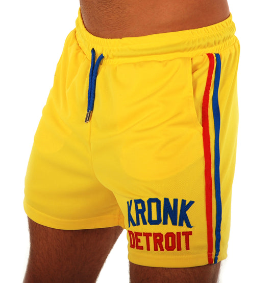 KRONK Iconic Detroit Applique Lined Shorts Yellow