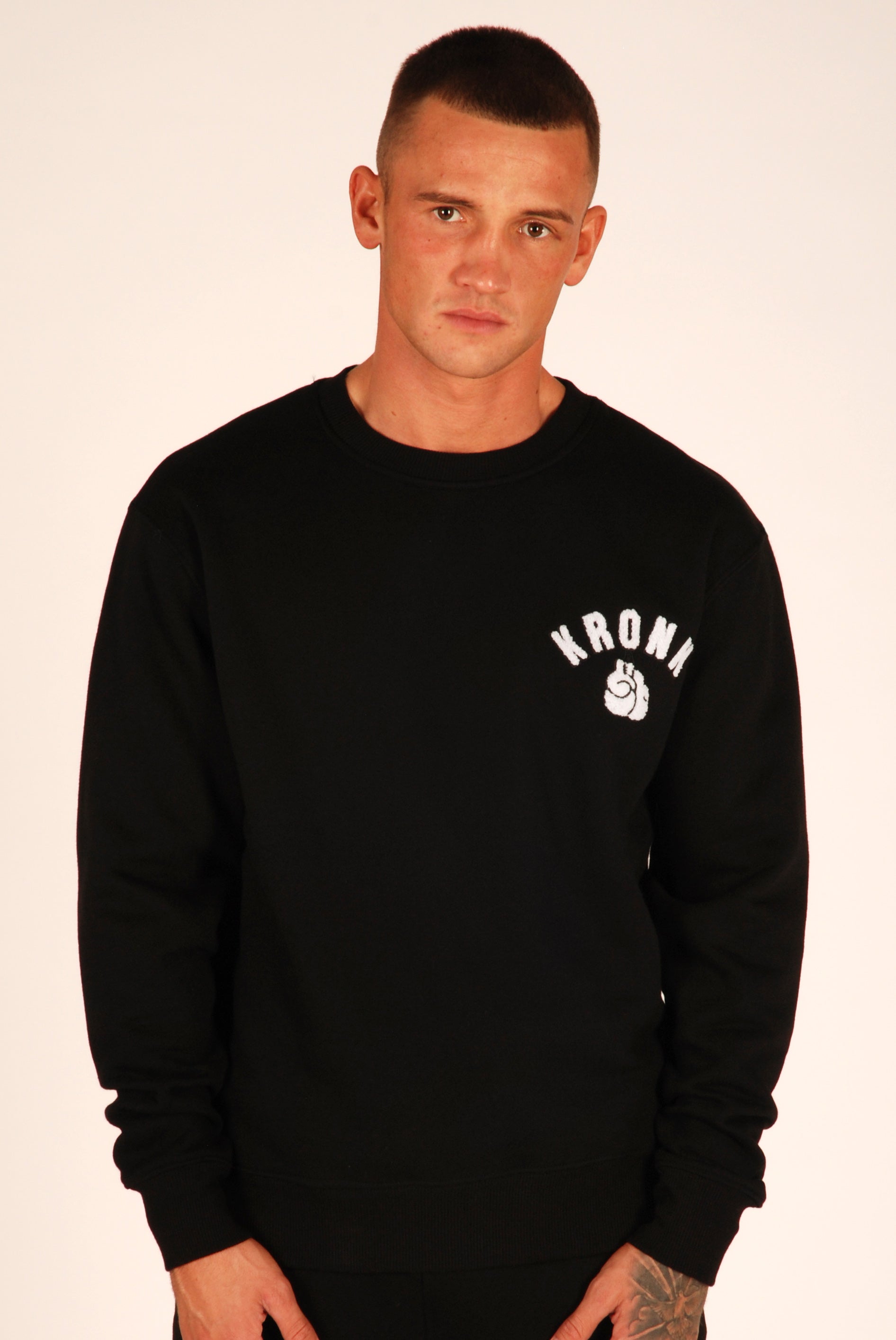 KRONK One Colour Gloves Towelling Applique Logo Sweatshirt Loose