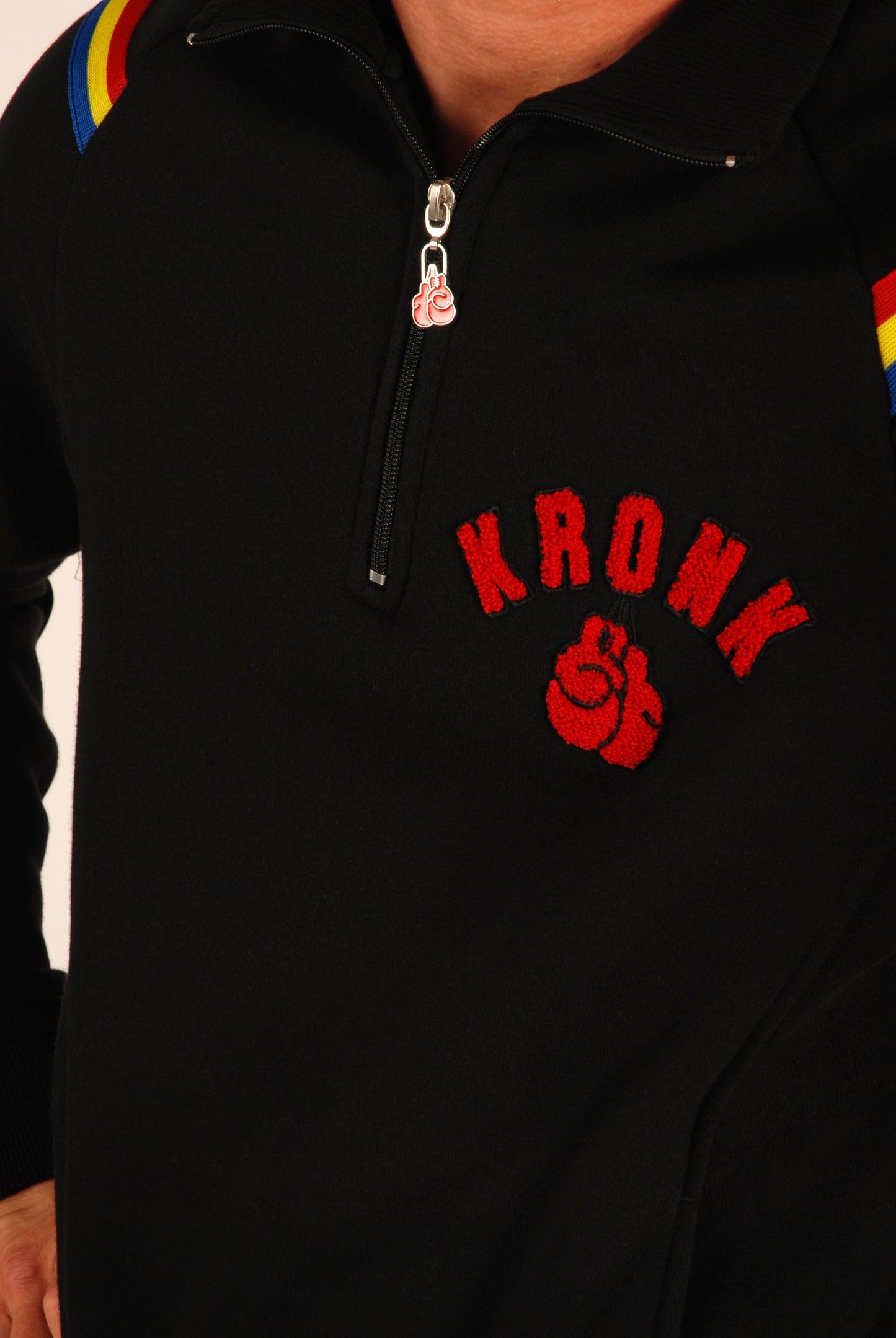 KRONK One Colour Gloves Quarter Zip Track Top Sweatshirt Black